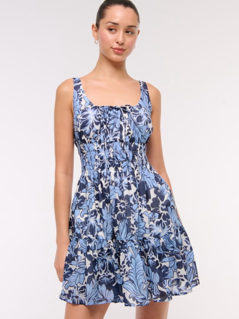 nwt abercrombie and fitch floral smocked tie front mini dress
